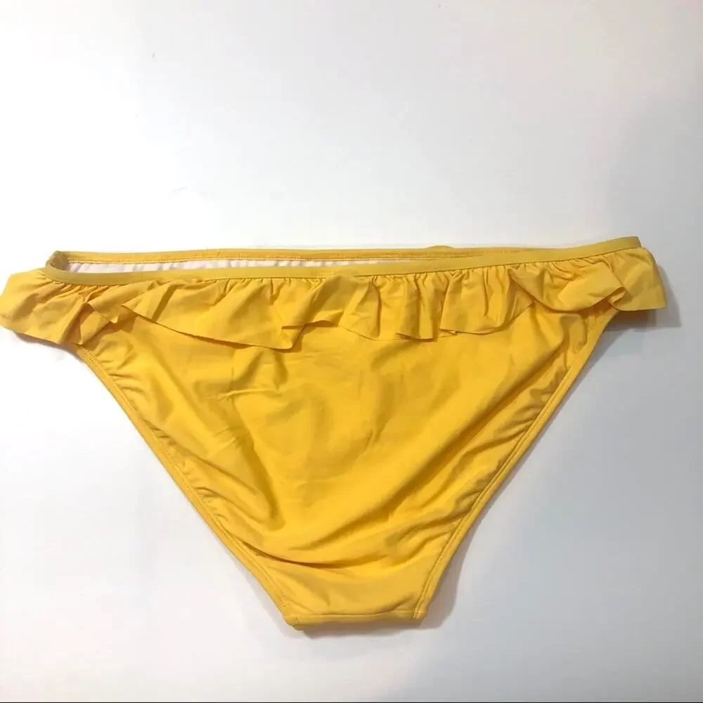 Free Press Ruffle Trim Bikini Swim Bottoms Yellow XL
